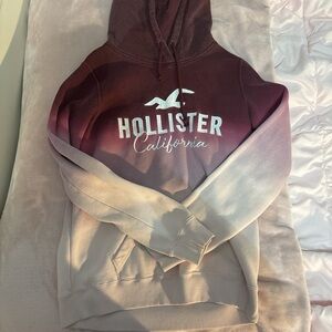 Burgundy and white ombre hoodie